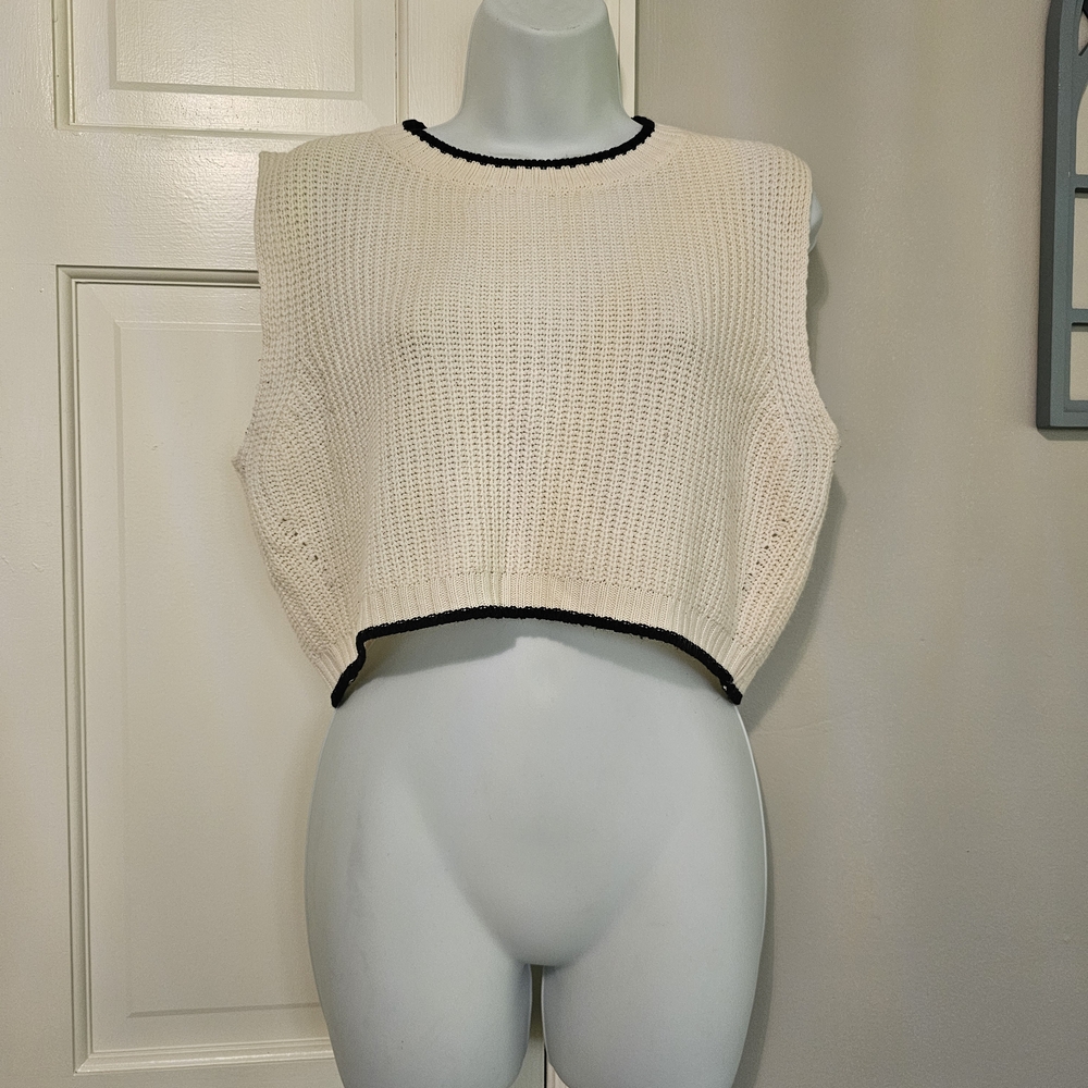 Cream Sleeveless Knit Top